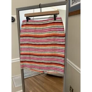 Talbots Pink Linen Skirt Womens Size 8 Pencil Mini Striped